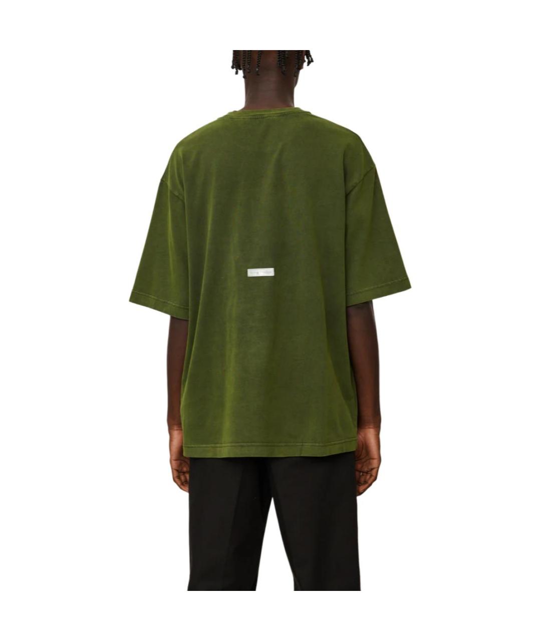 ACNE STUDIOS Зеленая хлопковая футболка, фото 2