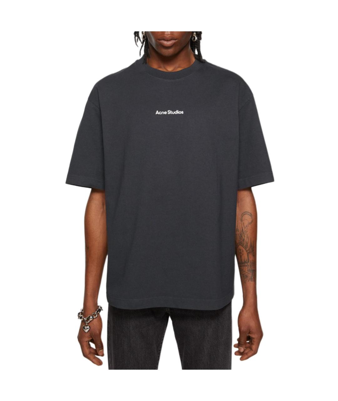 ACNE STUDIOS Черная хлопковая футболка, фото 2