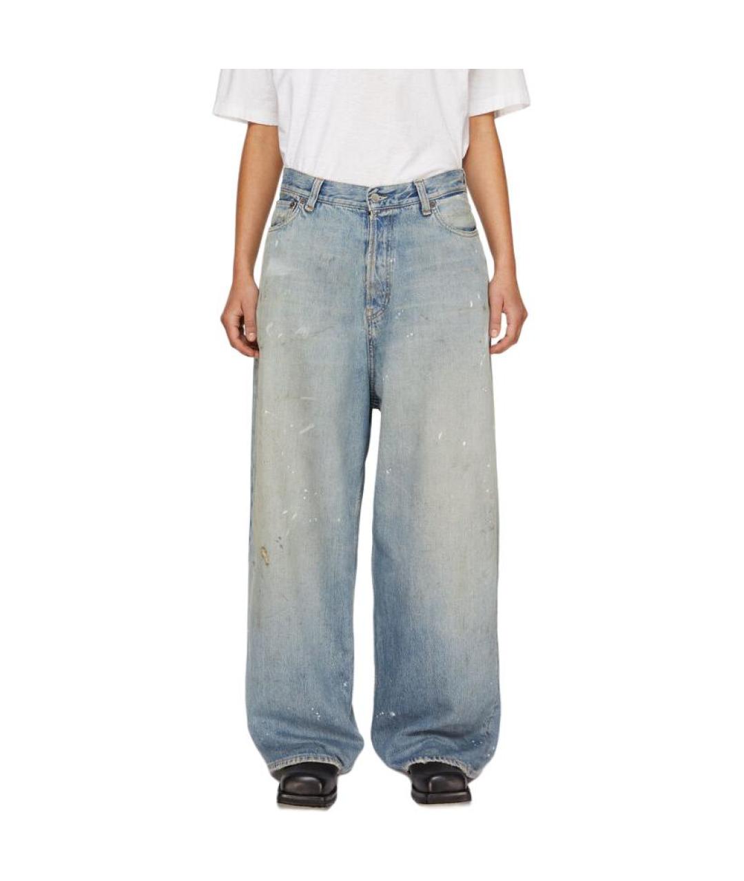 ACNE STUDIOS Голубые хлопковые прямые джинсы, фото 2