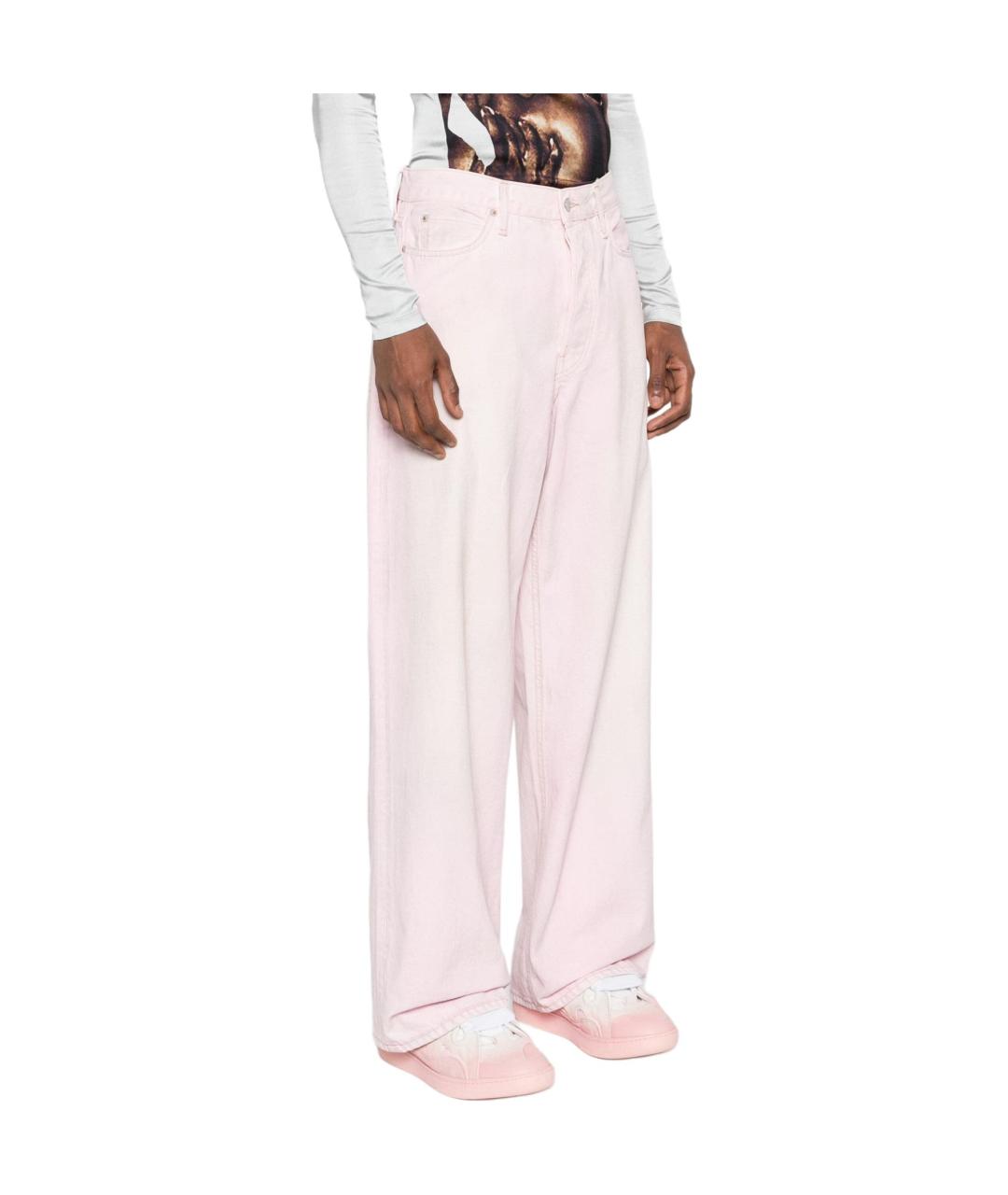 ACNE STUDIOS Розовые хлопковые прямые джинсы, фото 3