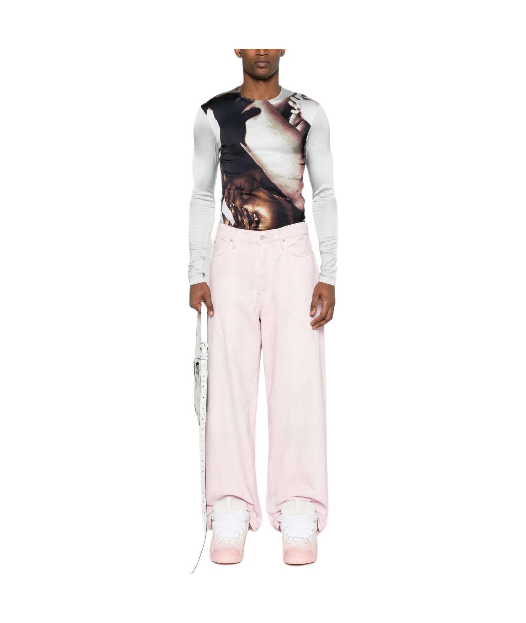 ACNE STUDIOS Розовые хлопковые прямые джинсы, фото 2