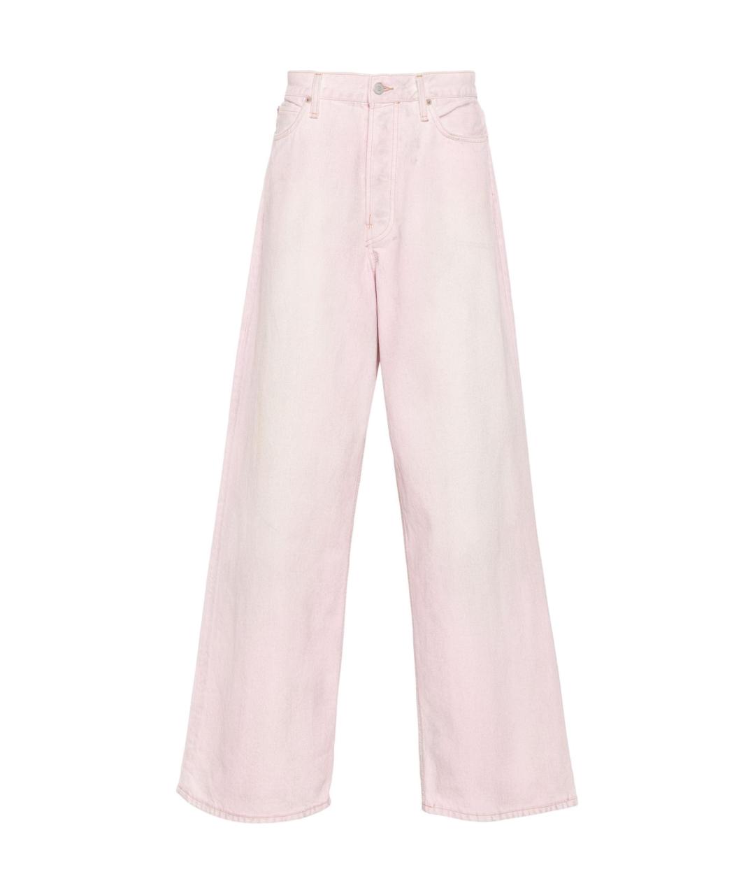 ACNE STUDIOS Розовые хлопковые прямые джинсы, фото 1