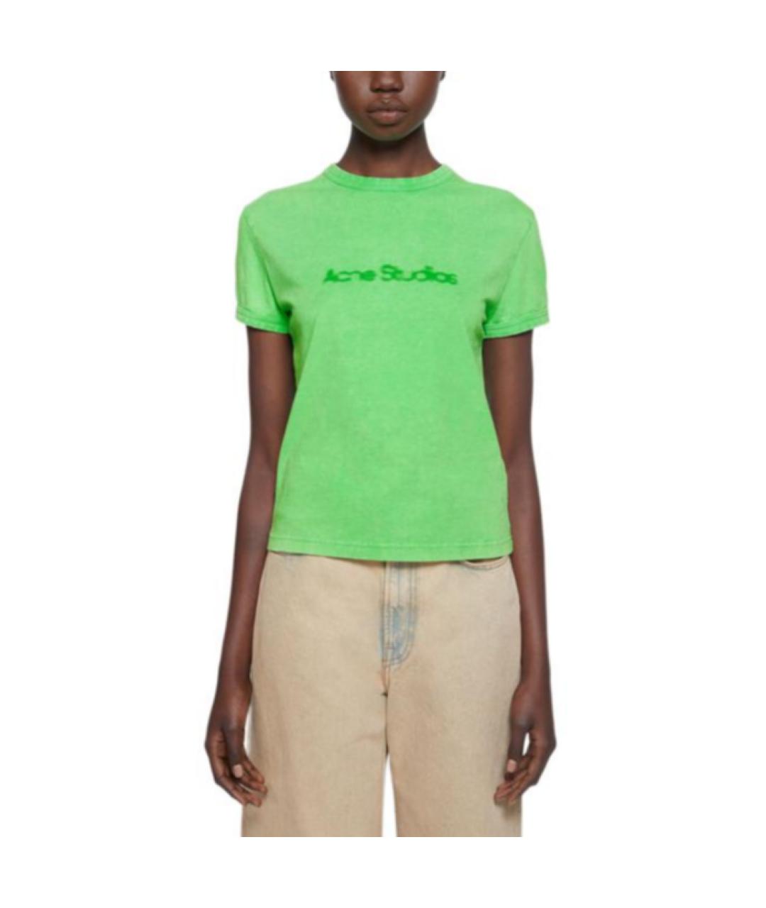 ACNE STUDIOS Зеленая хлопковая футболка, фото 3