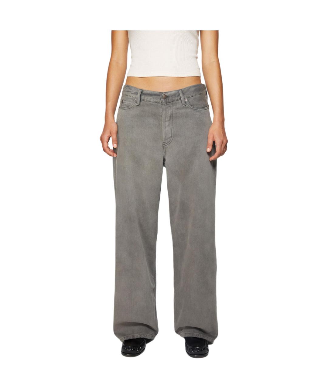 ACNE STUDIOS Антрацитовые хлопковые прямые джинсы, фото 2