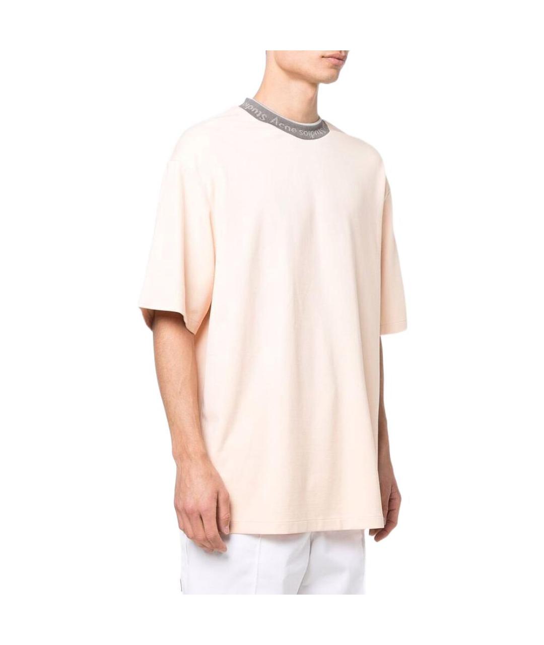 ACNE STUDIOS Бежевая хлопковая футболка, фото 4