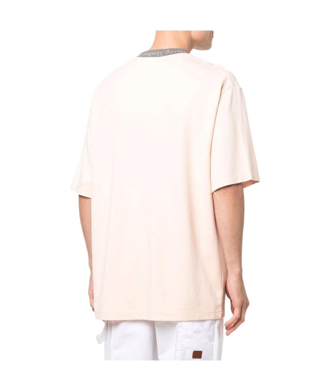 ACNE STUDIOS Бежевая хлопковая футболка, фото 3