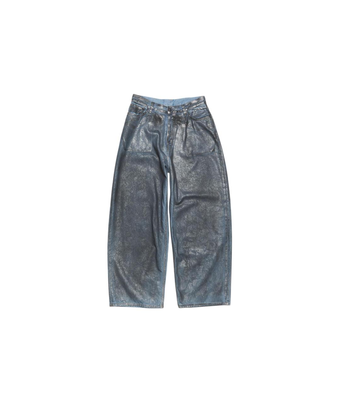 ACNE STUDIOS Серебряные хлопковые прямые джинсы, фото 1