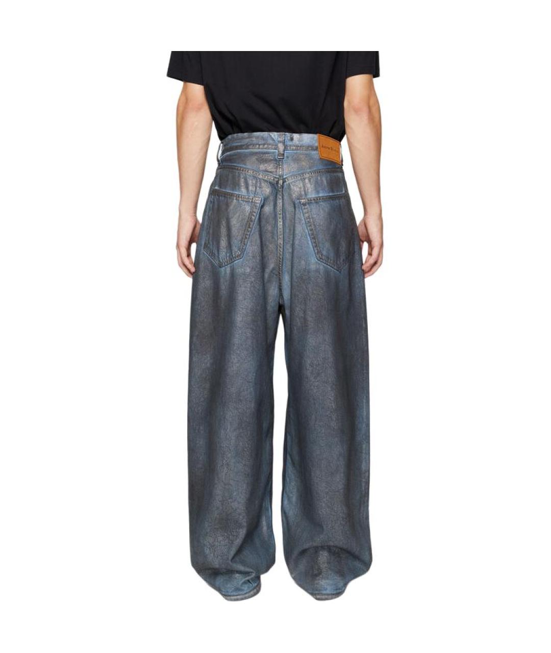 ACNE STUDIOS Серебряные хлопковые прямые джинсы, фото 3