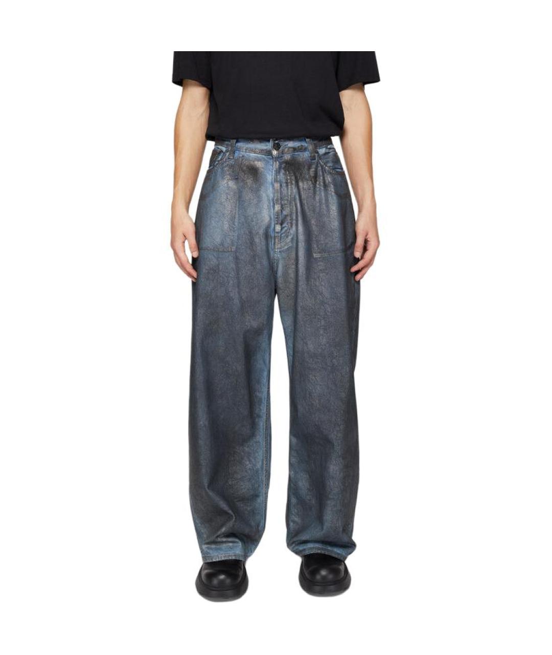 ACNE STUDIOS Серебряные хлопковые прямые джинсы, фото 2