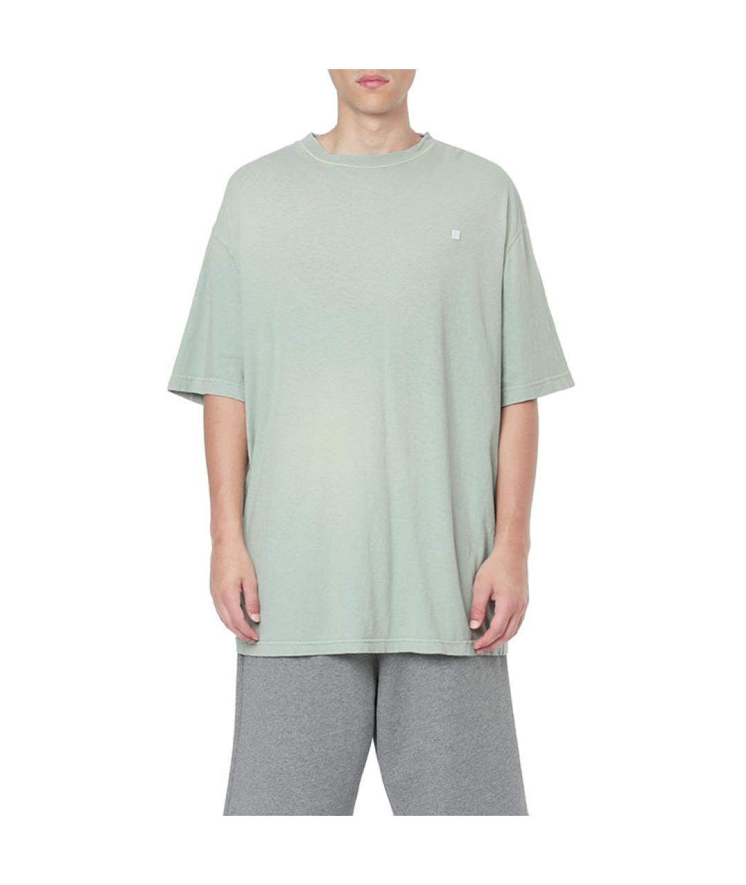 ACNE STUDIOS Бирюзовая хлопковая футболка, фото 5