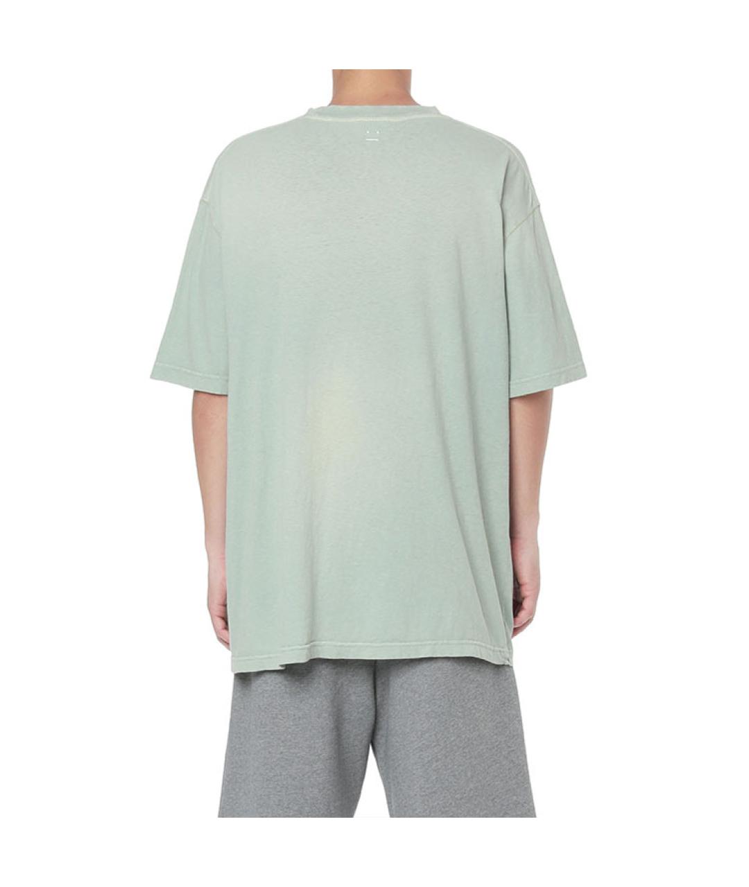 ACNE STUDIOS Бирюзовая хлопковая футболка, фото 3