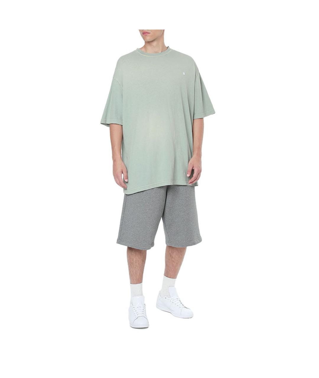 ACNE STUDIOS Бирюзовая хлопковая футболка, фото 2