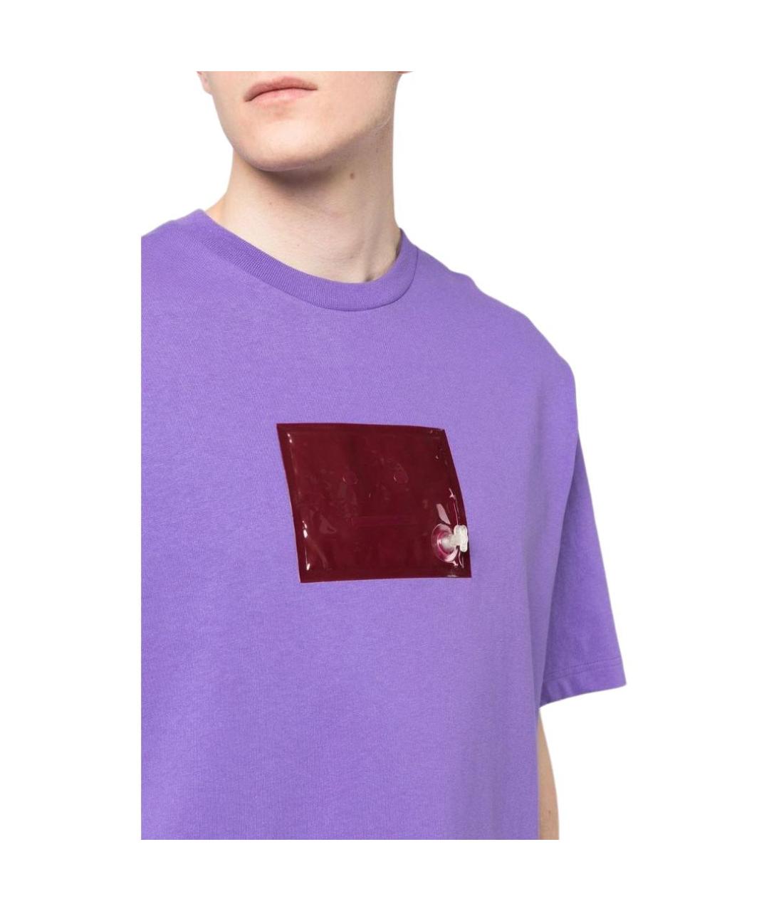 ACNE STUDIOS Фиолетовая хлопковая футболка, фото 2