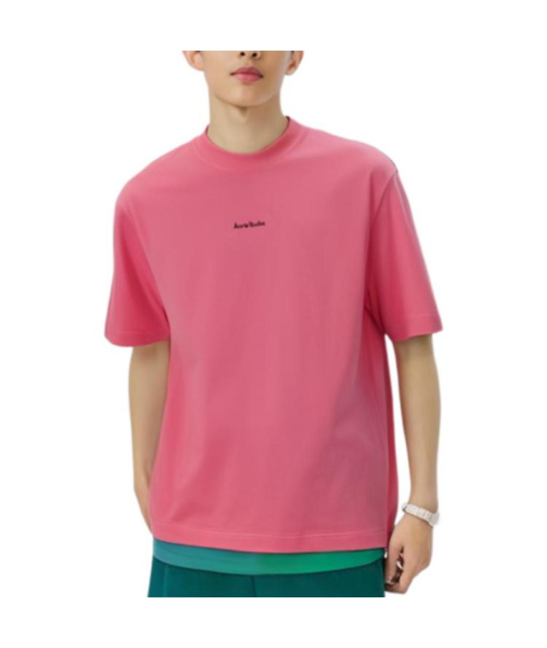 ACNE STUDIOS Розовая хлопковая футболка, фото 3