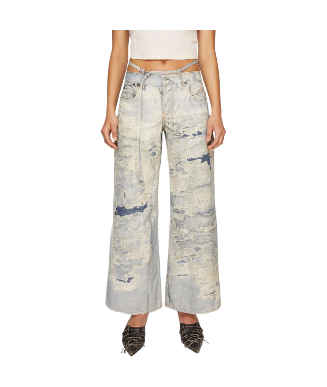 ACNE STUDIOS Голубые хлопковые прямые джинсы, фото 2