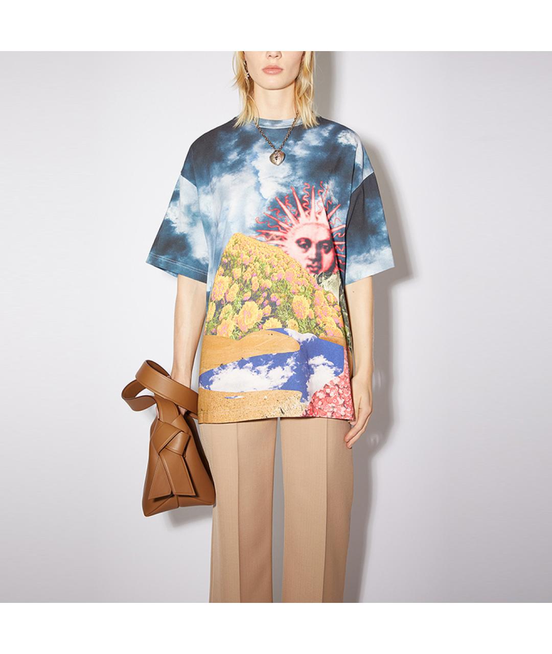 ACNE STUDIOS Синяя хлопковая футболка, фото 2
