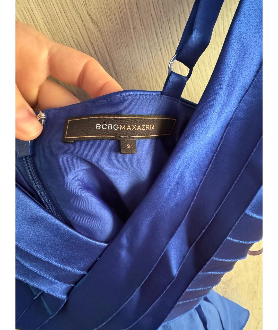 BCBG MAXAZRIA Синее шелковое коктейльное платье, фото 3