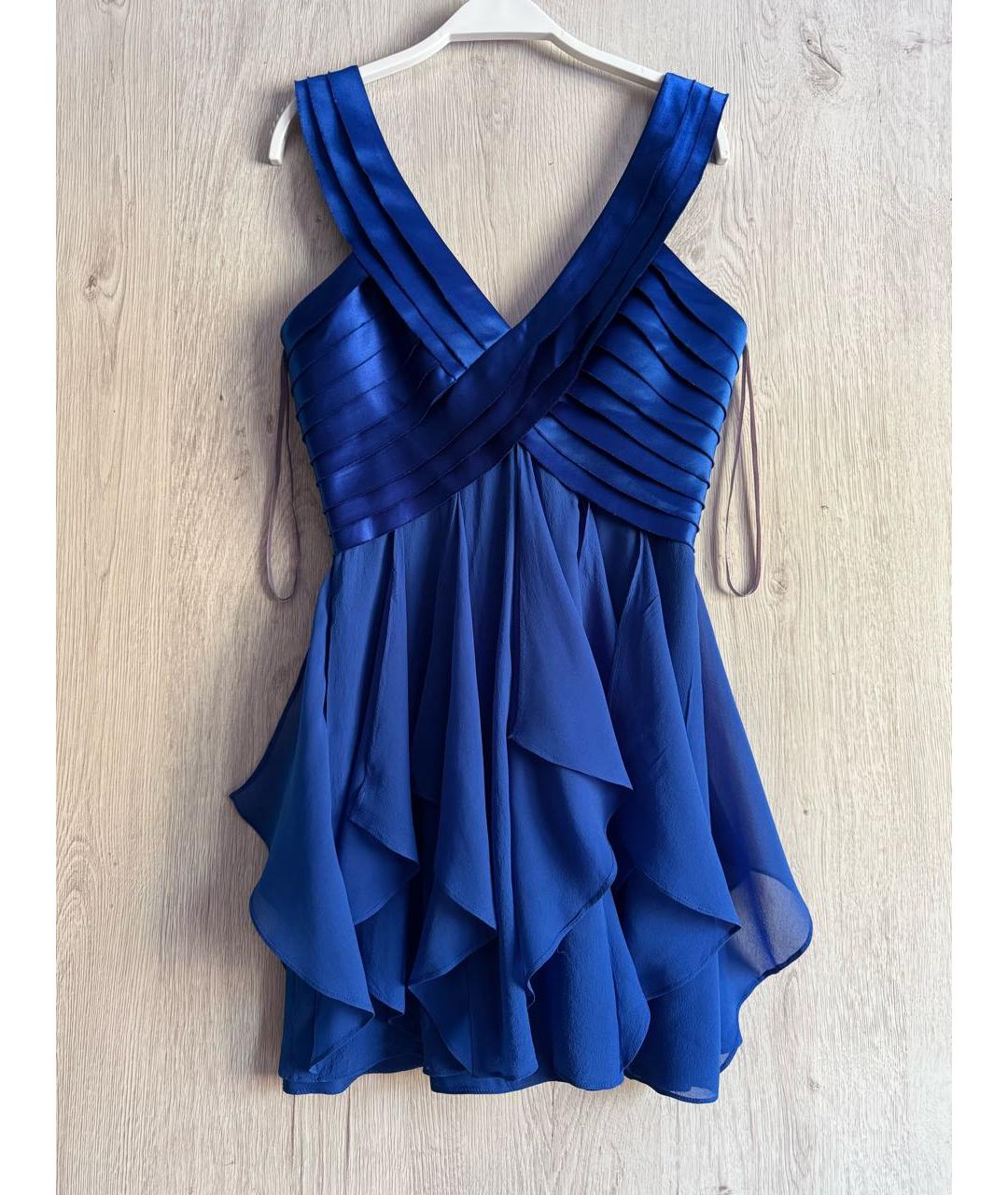 BCBG MAXAZRIA Синее шелковое коктейльное платье, фото 7