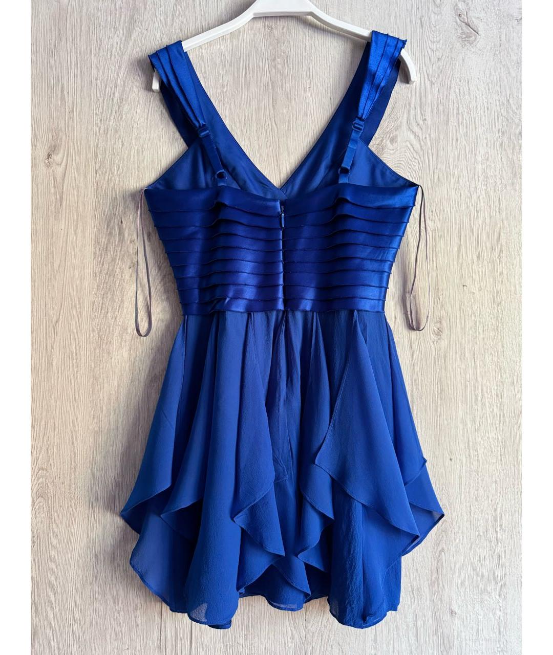 BCBG MAXAZRIA Синее шелковое коктейльное платье, фото 2