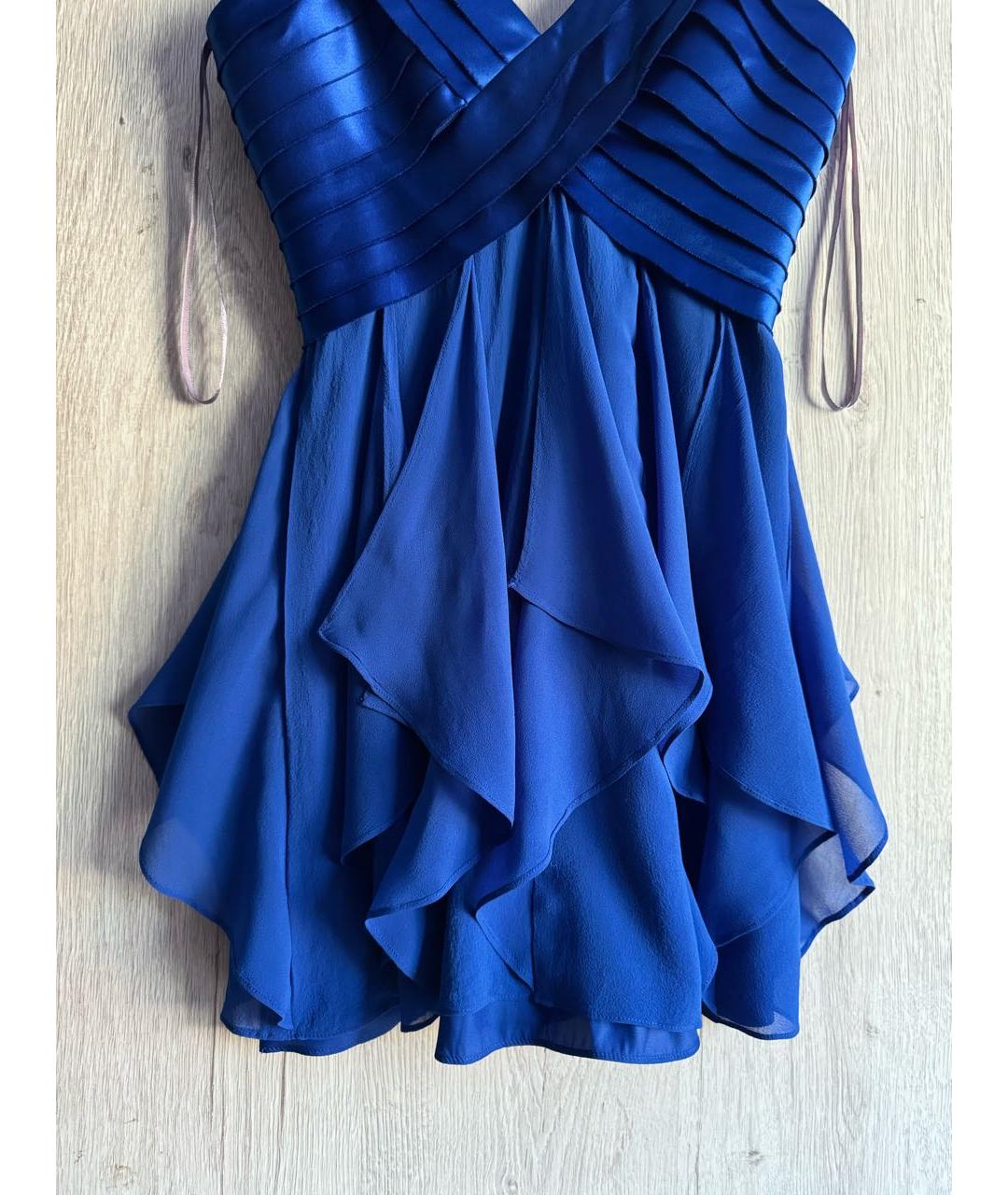 BCBG MAXAZRIA Синее шелковое коктейльное платье, фото 6