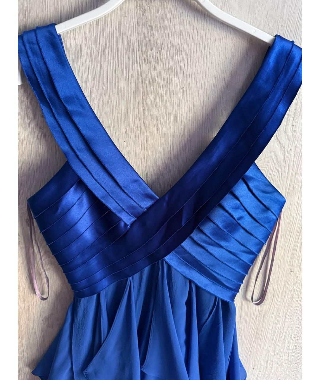 BCBG MAXAZRIA Синее шелковое коктейльное платье, фото 5