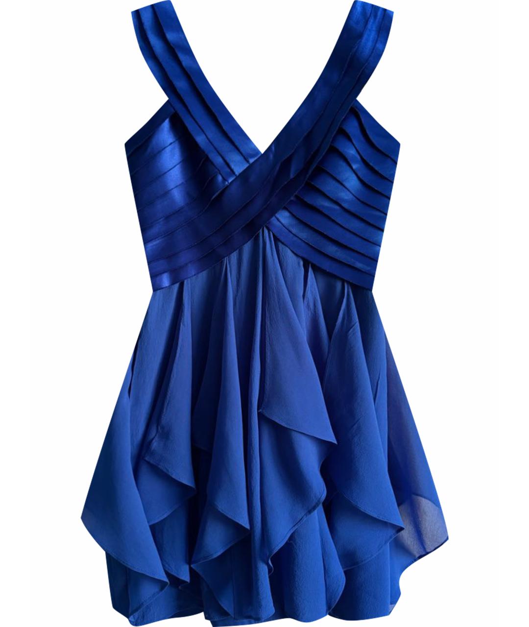 BCBG MAXAZRIA Синее шелковое коктейльное платье, фото 1