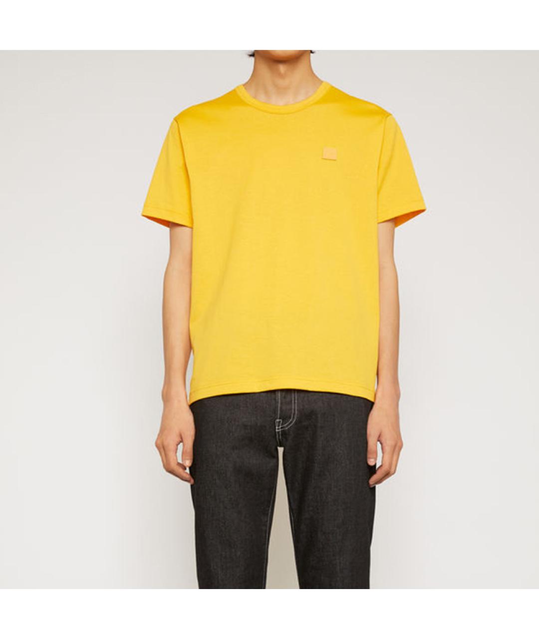 ACNE STUDIOS Желтая хлопковая футболка, фото 3