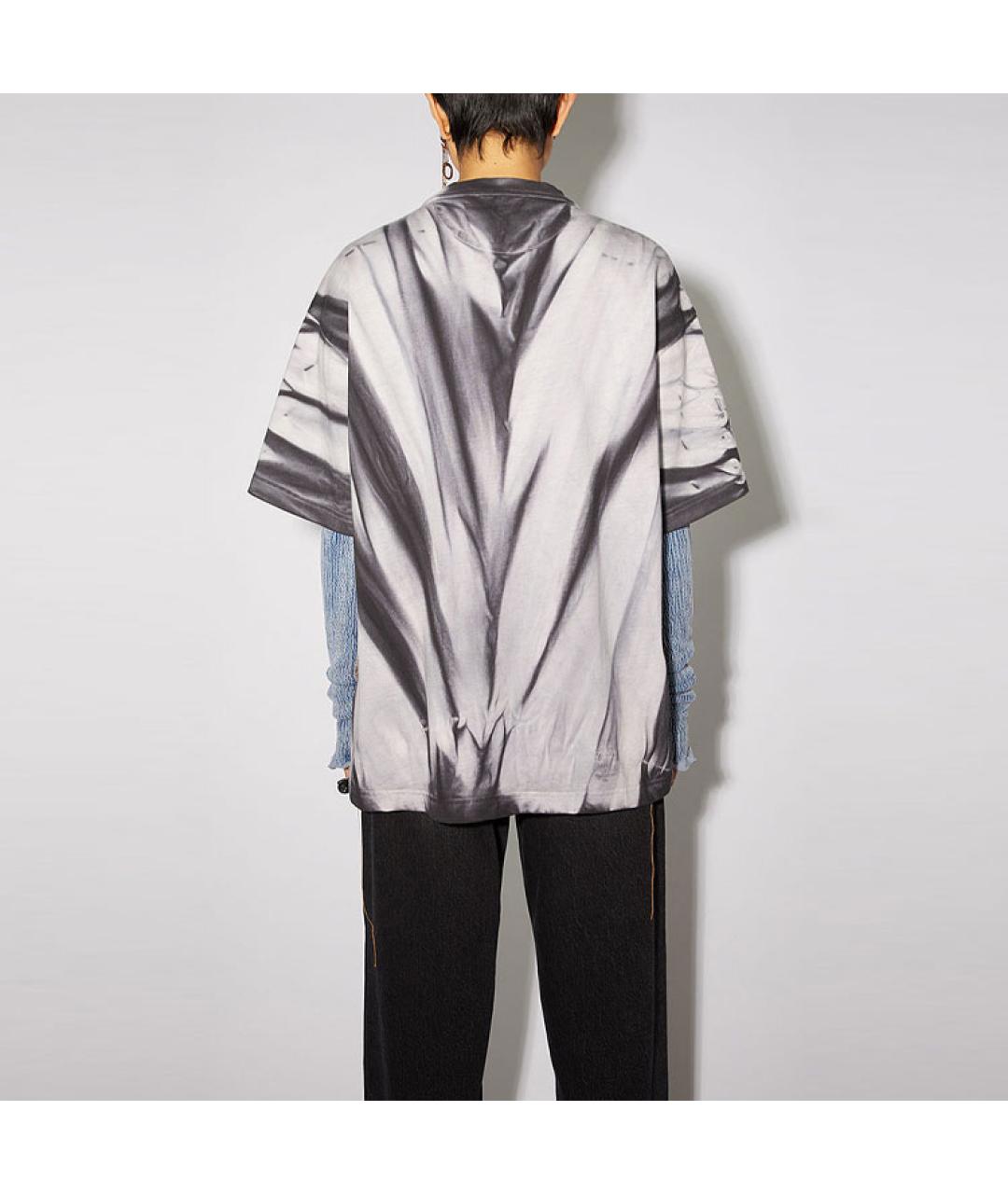 ACNE STUDIOS Серебряная хлопковая футболка, фото 3