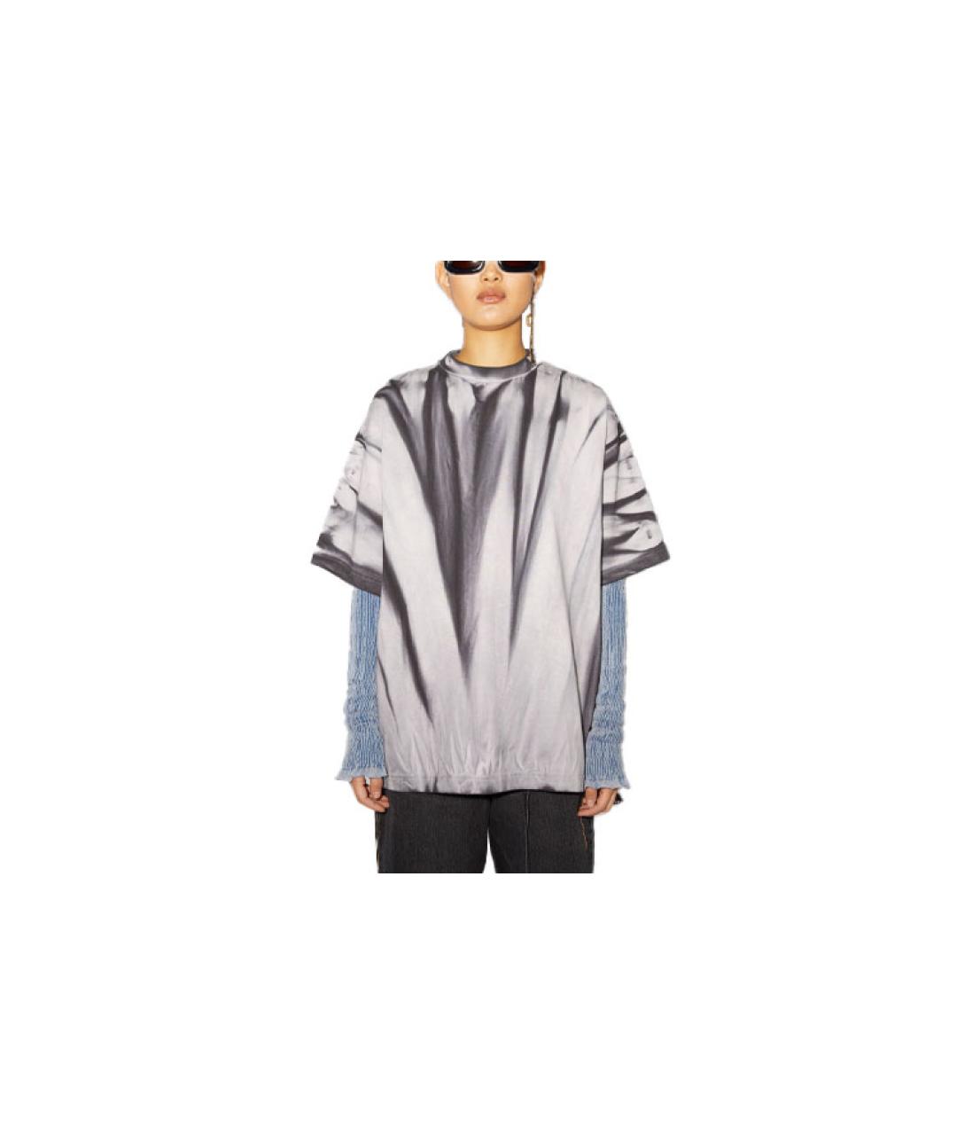 ACNE STUDIOS Серебряная хлопковая футболка, фото 4