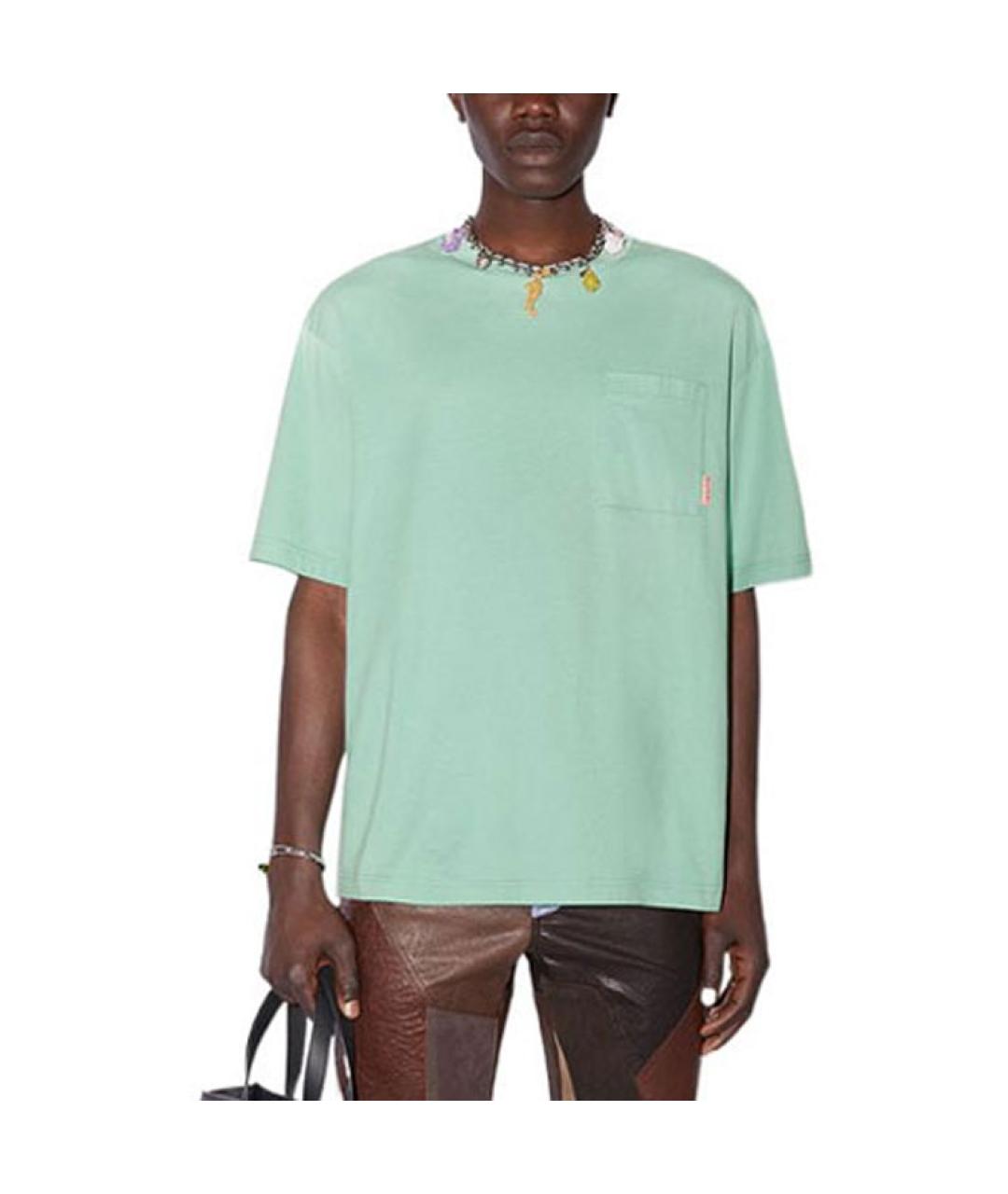 ACNE STUDIOS Зеленая хлопковая футболка, фото 2