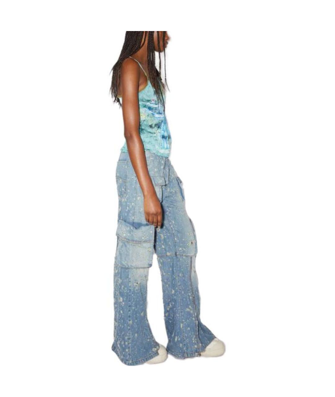 ACNE STUDIOS Голубые хлопковые прямые джинсы, фото 4