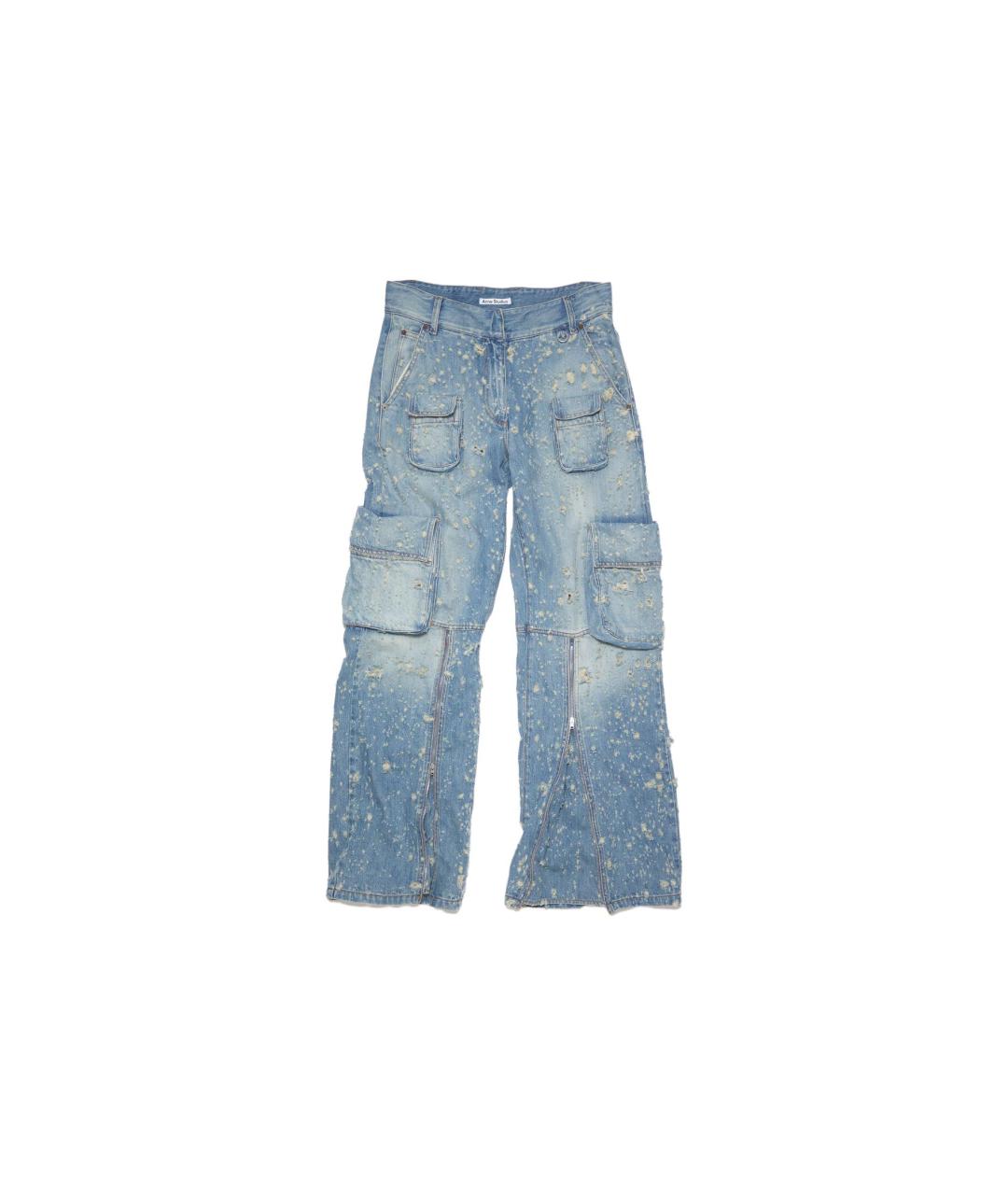 ACNE STUDIOS Голубые хлопковые прямые джинсы, фото 1