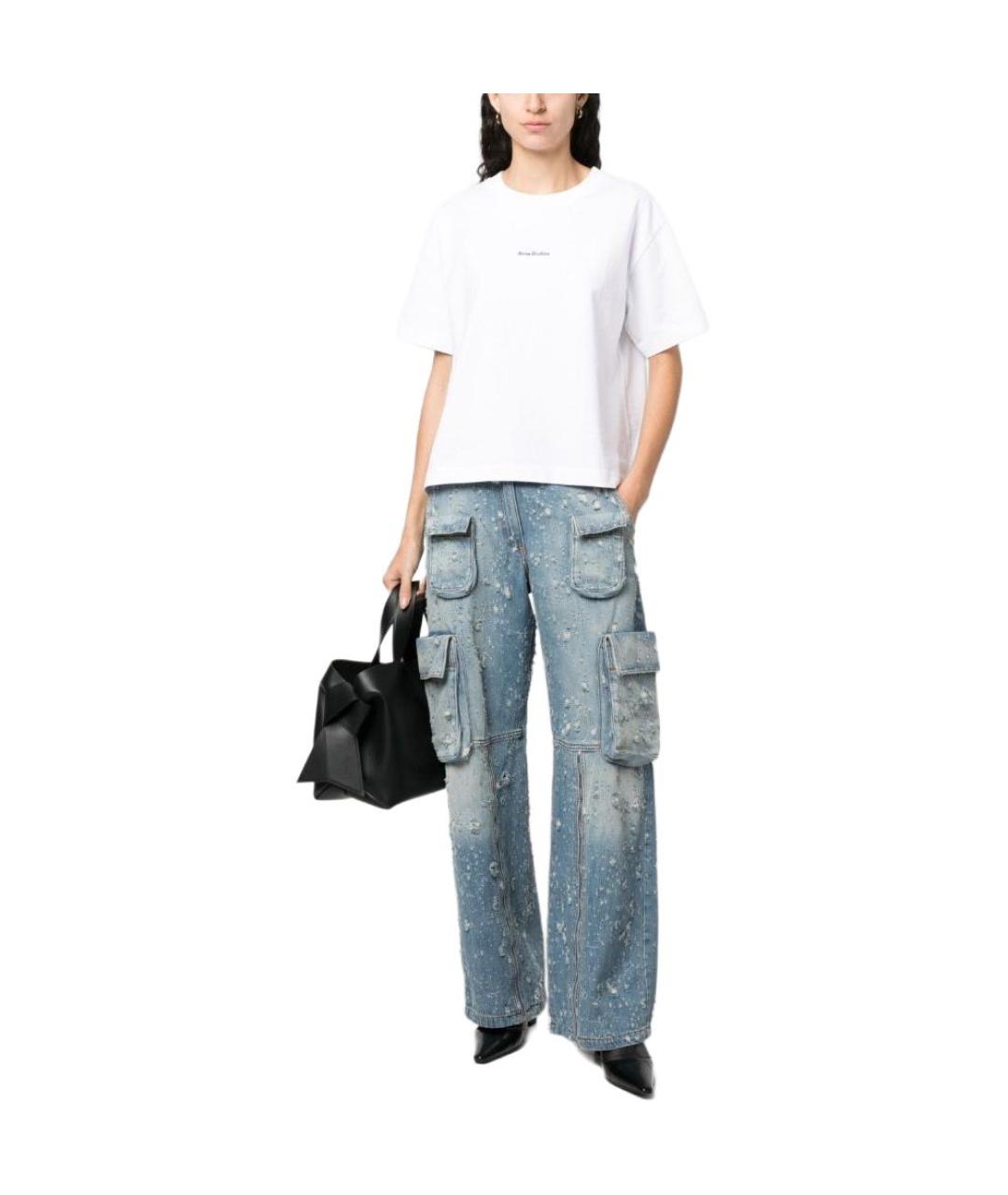 ACNE STUDIOS Голубые хлопковые прямые джинсы, фото 5