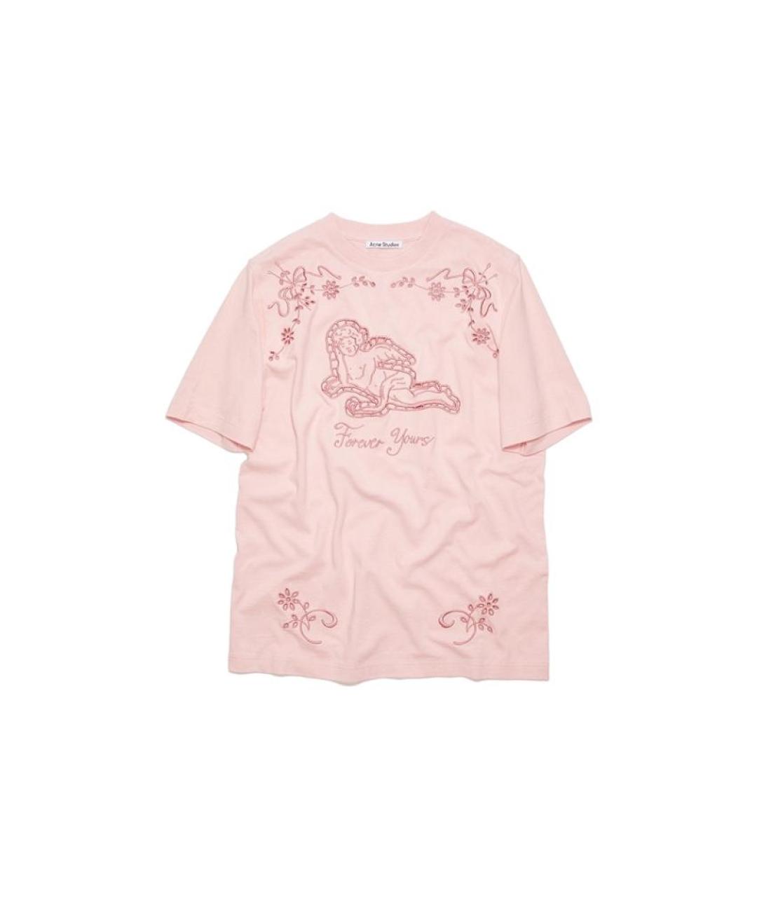 ACNE STUDIOS Розовая хлопковая футболка, фото 1