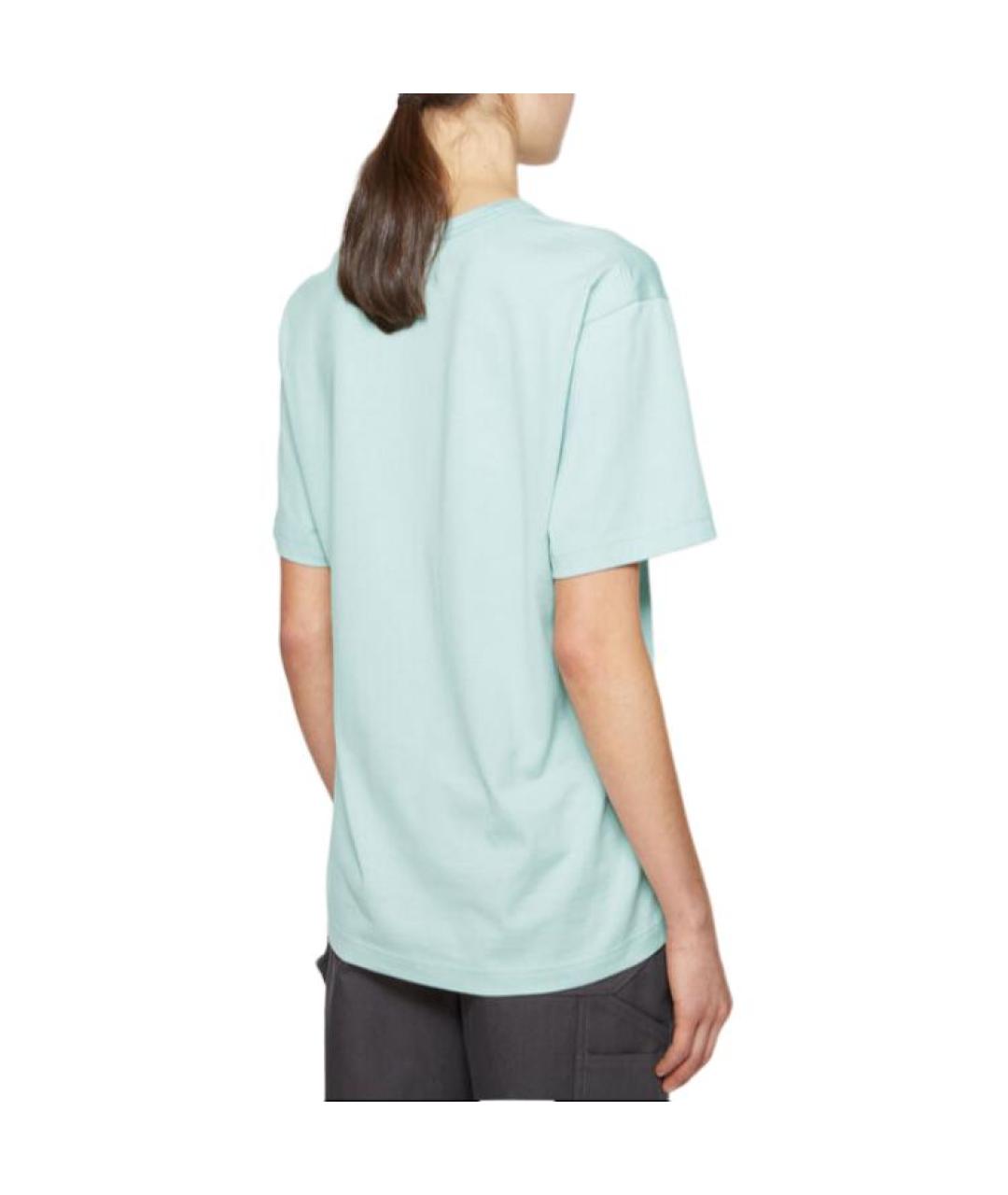 ACNE STUDIOS Бирюзовая хлопковая футболка, фото 3