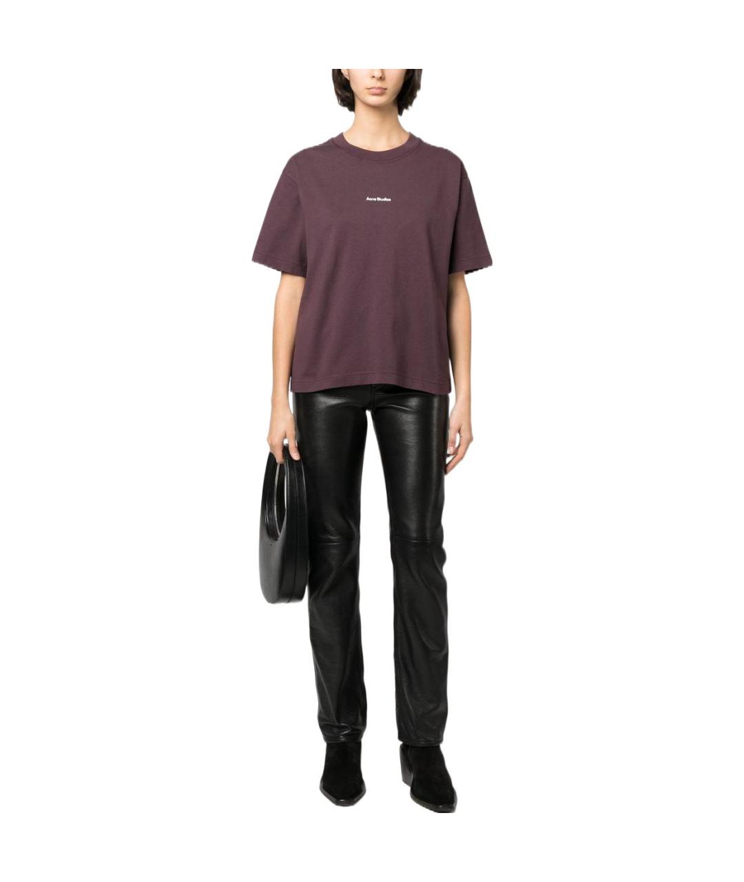 ACNE STUDIOS Фиолетовая хлопковая футболка, фото 2