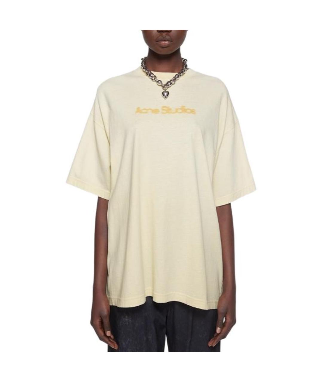 ACNE STUDIOS Бежевая хлопковая футболка, фото 2