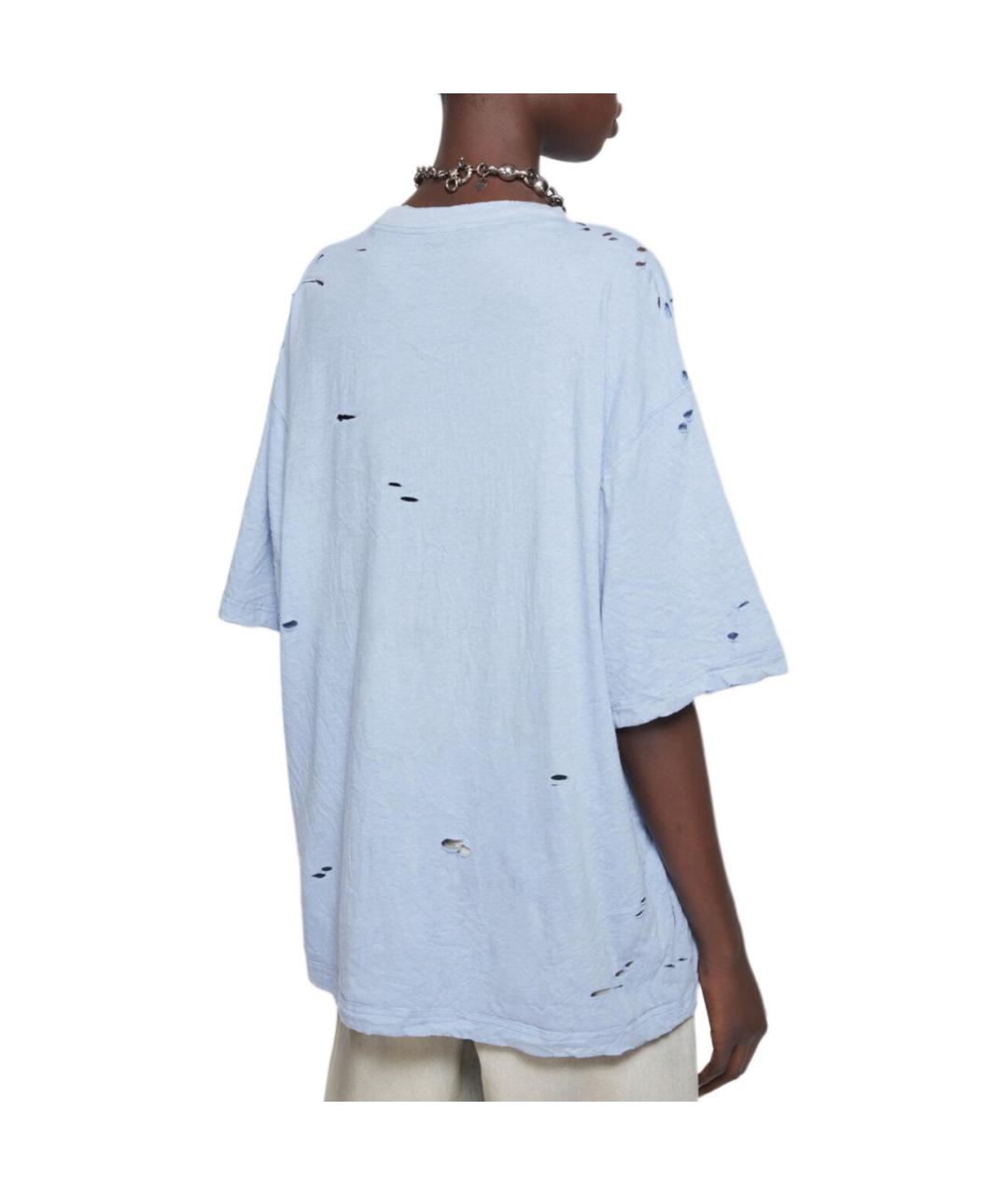 ACNE STUDIOS Голубая хлопковая футболка, фото 3