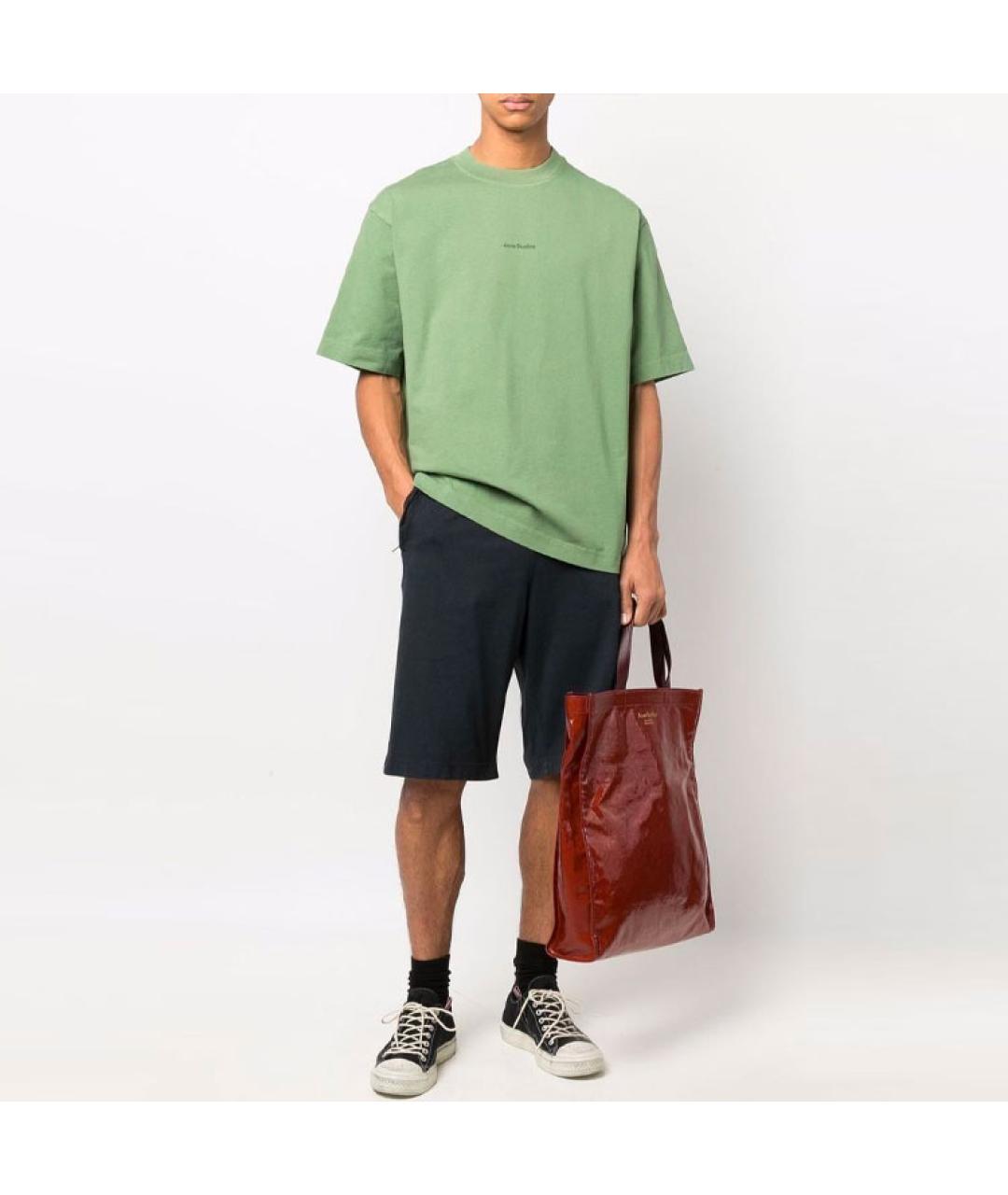 ACNE STUDIOS Зеленая хлопковая футболка, фото 2