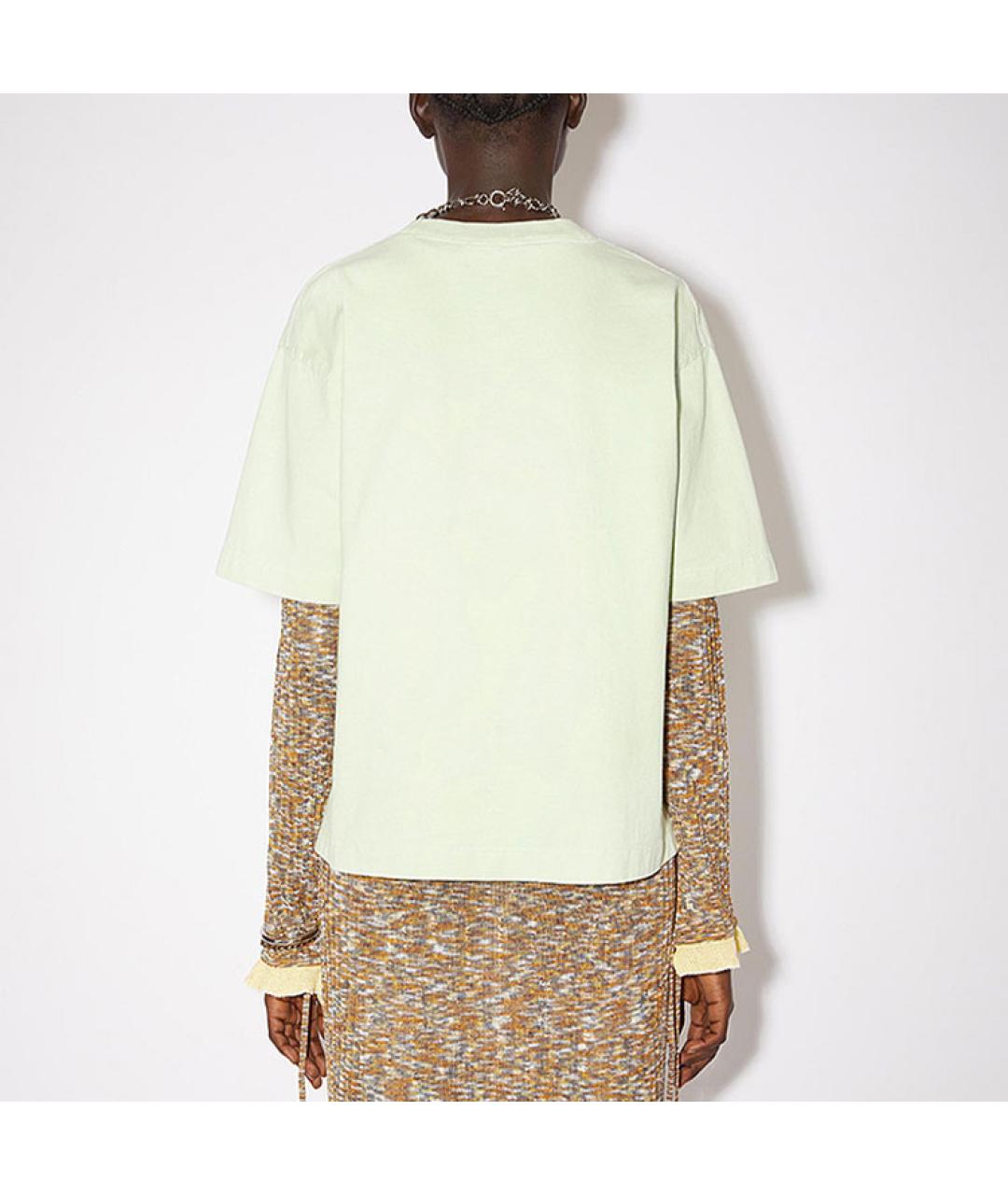 ACNE STUDIOS Салатовая хлопковая футболка, фото 3