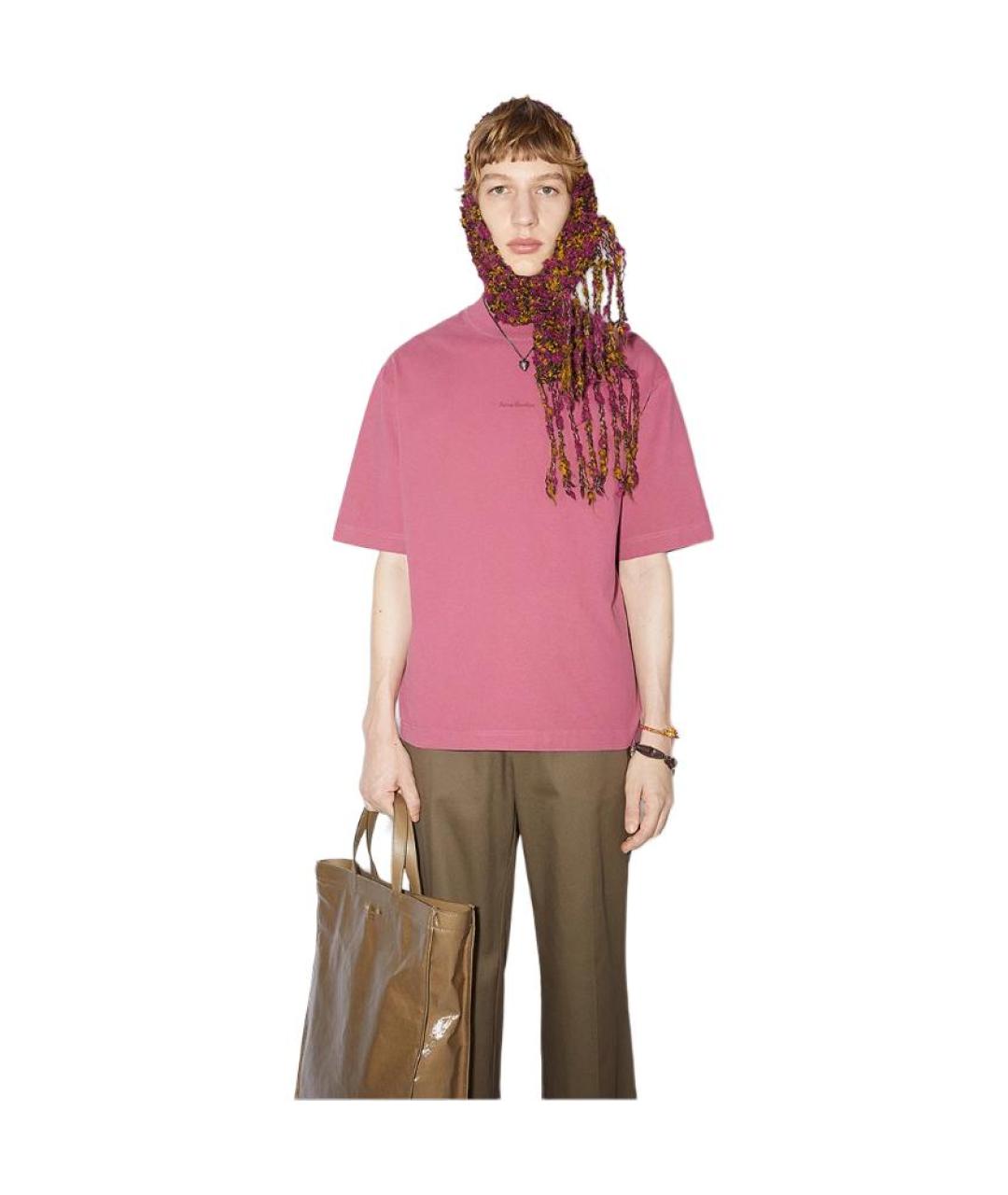 ACNE STUDIOS Розовая хлопковая футболка, фото 3