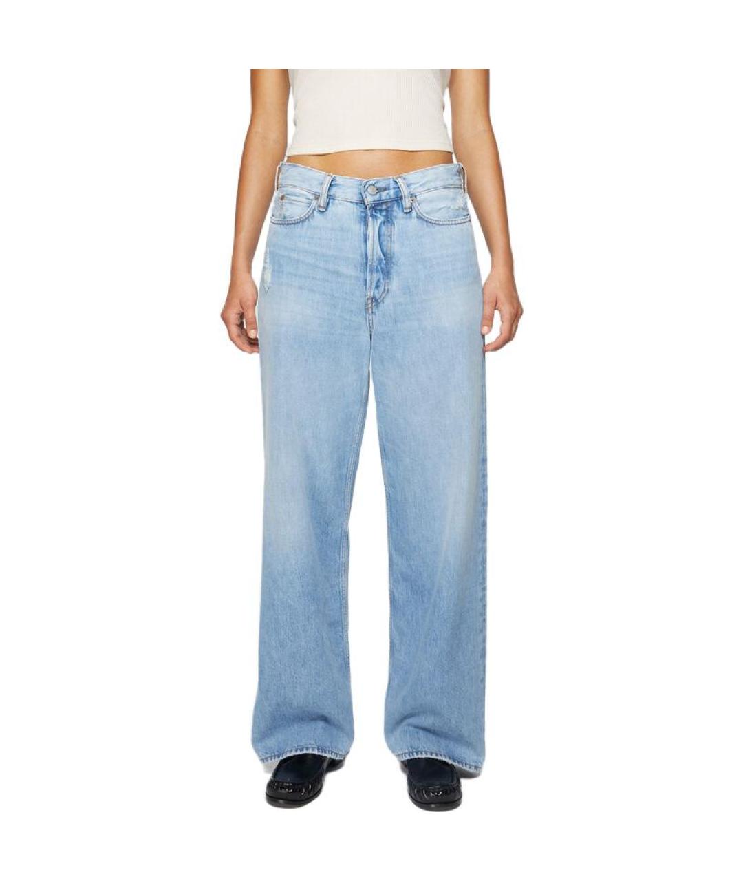 ACNE STUDIOS Голубые хлопковые прямые джинсы, фото 2