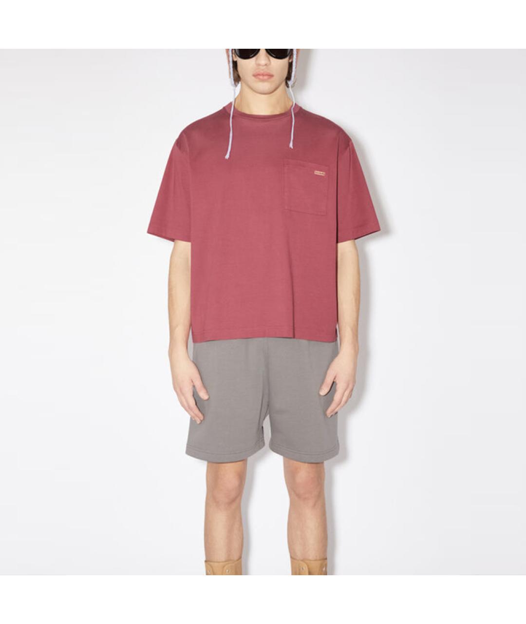 ACNE STUDIOS Фуксия хлопковая футболка, фото 2