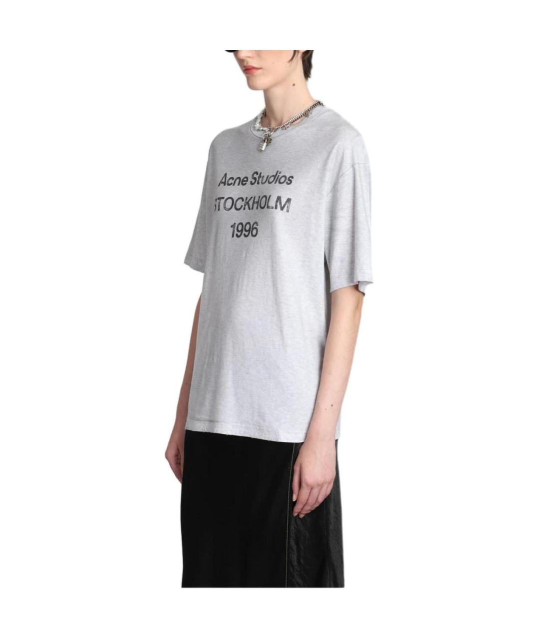 ACNE STUDIOS Серая хлопковая футболка, фото 4