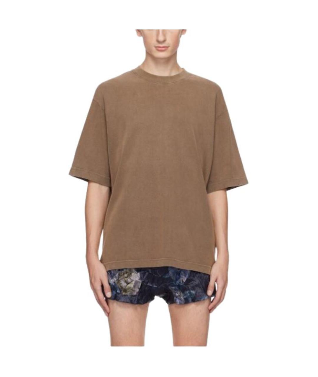 ACNE STUDIOS Коричневая хлопковая футболка, фото 3