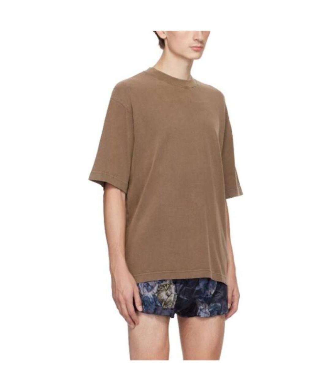 ACNE STUDIOS Коричневая хлопковая футболка, фото 4
