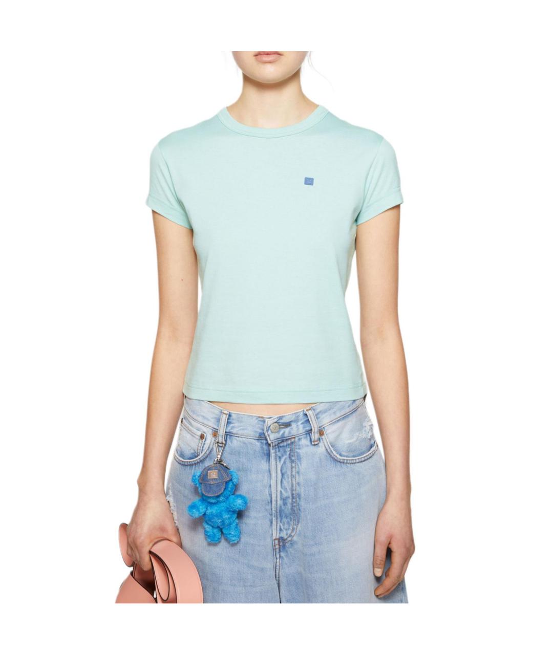 ACNE STUDIOS Голубая хлопковая футболка, фото 2