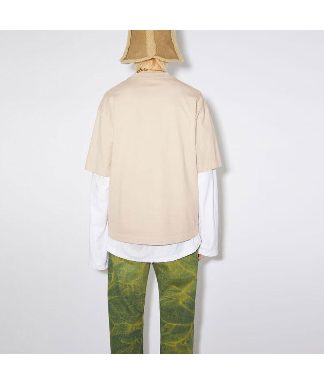 ACNE STUDIOS Бежевая хлопковая футболка, фото 3