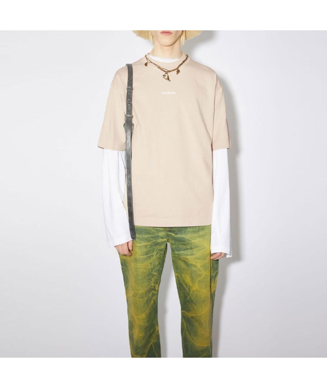 ACNE STUDIOS Бежевая хлопковая футболка, фото 2