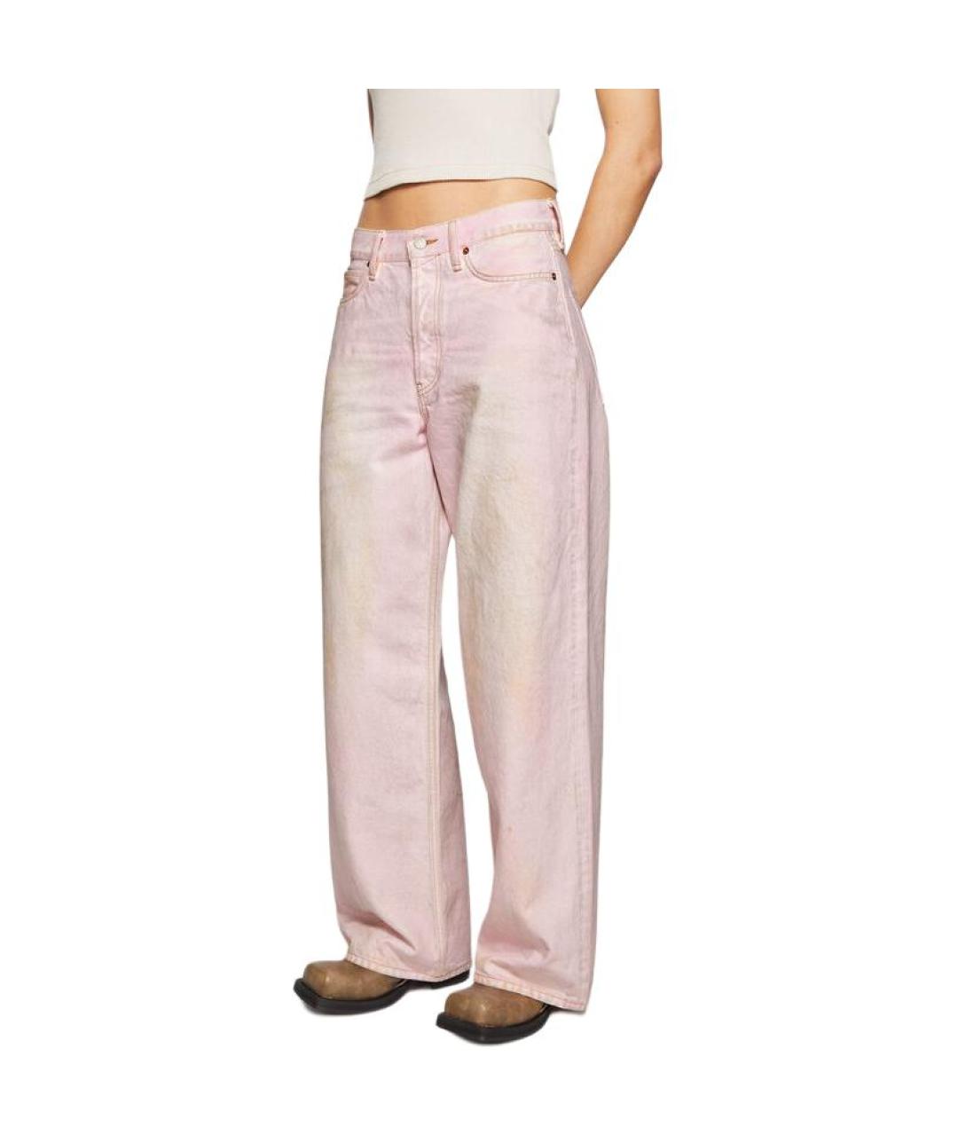 ACNE STUDIOS Розовые хлопковые прямые джинсы, фото 2